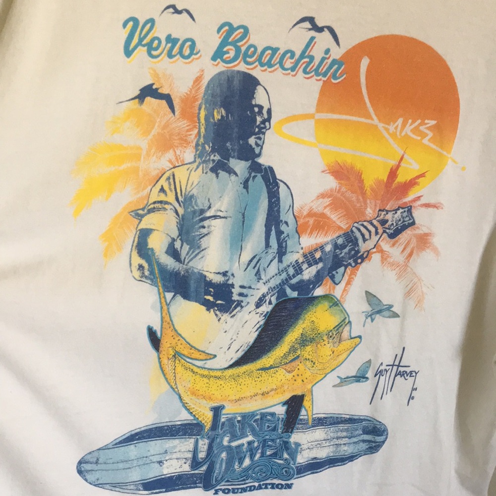 Guy Harvey Gildan County Jake Owen Foundation Vero Beach Graphic Tee shirt 2x